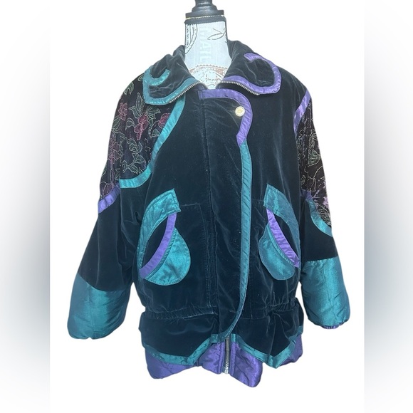 Current Seen Jackets & Blazers - Current Seen Vintage 80s/90s Puffy Velvet Sheen Winter Coat Size 18W
